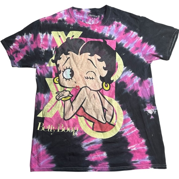 Betty Boop Tie-Dye Graphic T-Shirt Pink & Black Women’s Medium - Picture 1 of 6